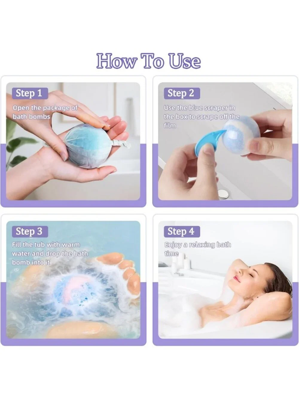 50 PCS Natural Bath Bombs Set for Women - 10 Scents, Relaxing Spa Gift